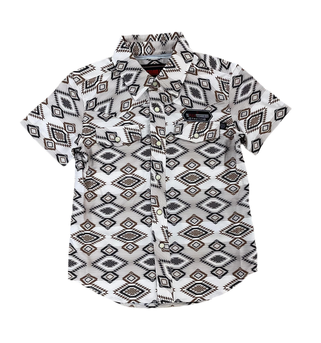 BOY’S ROCK & ROLL TEK NATURAL AZTEC PRINT SHIRT | BBN3S05954