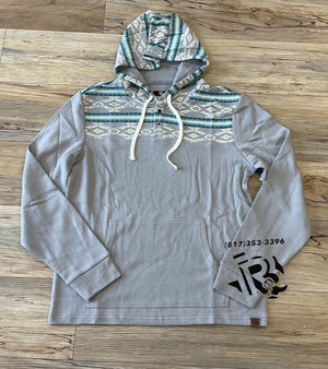 “ Matthew “ | Men’s border print hoodie light grey rock & roll | BM94T02078