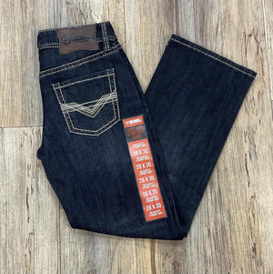 Mens Rock & Roll two tone straight dark wash jeans | BM0SD06124 red label