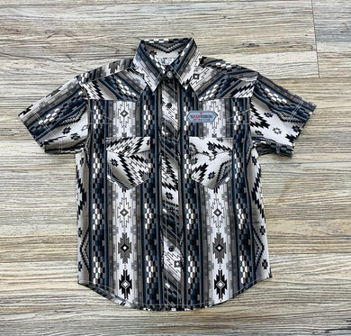 Boys Rock & Roll short sleeve 2pkt Aztec snap black shirt | BBN3S03939