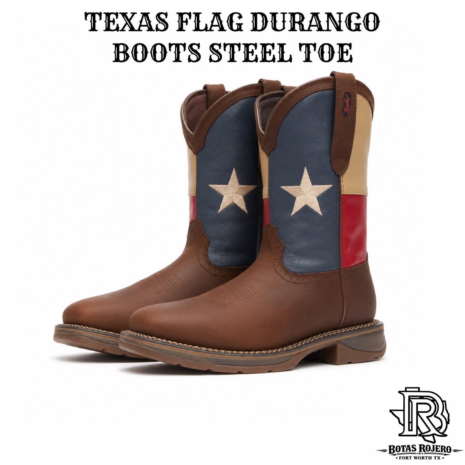 DURANGO STEEL TOE | TEXAS FLAG MEN WESTERN WORK BOOTS DB021 
