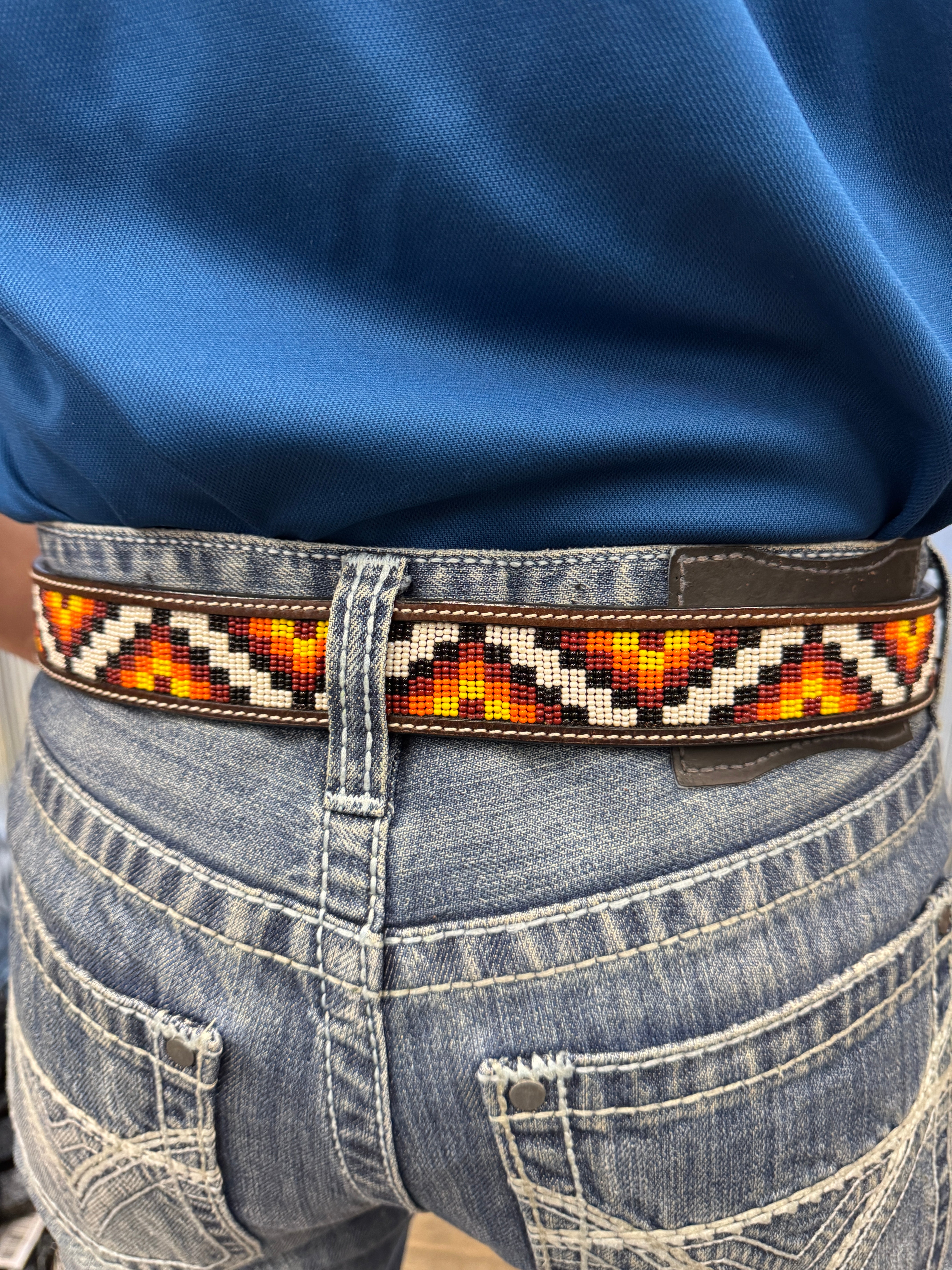 BEADED BELT ZIG ZAG DESIGN WHITE (KH-4082)