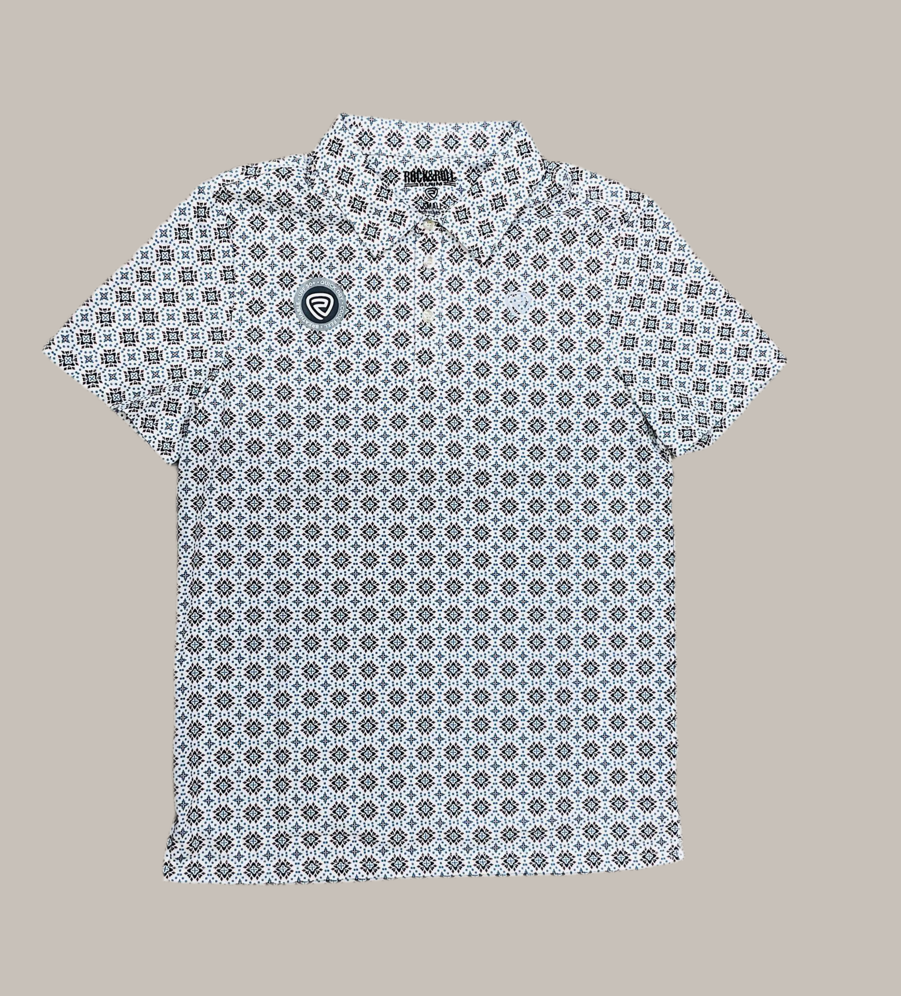 ‘’JOAN’’ MENS ROCK & ROLL NATURAL PRINTED POLO | BM51T07281