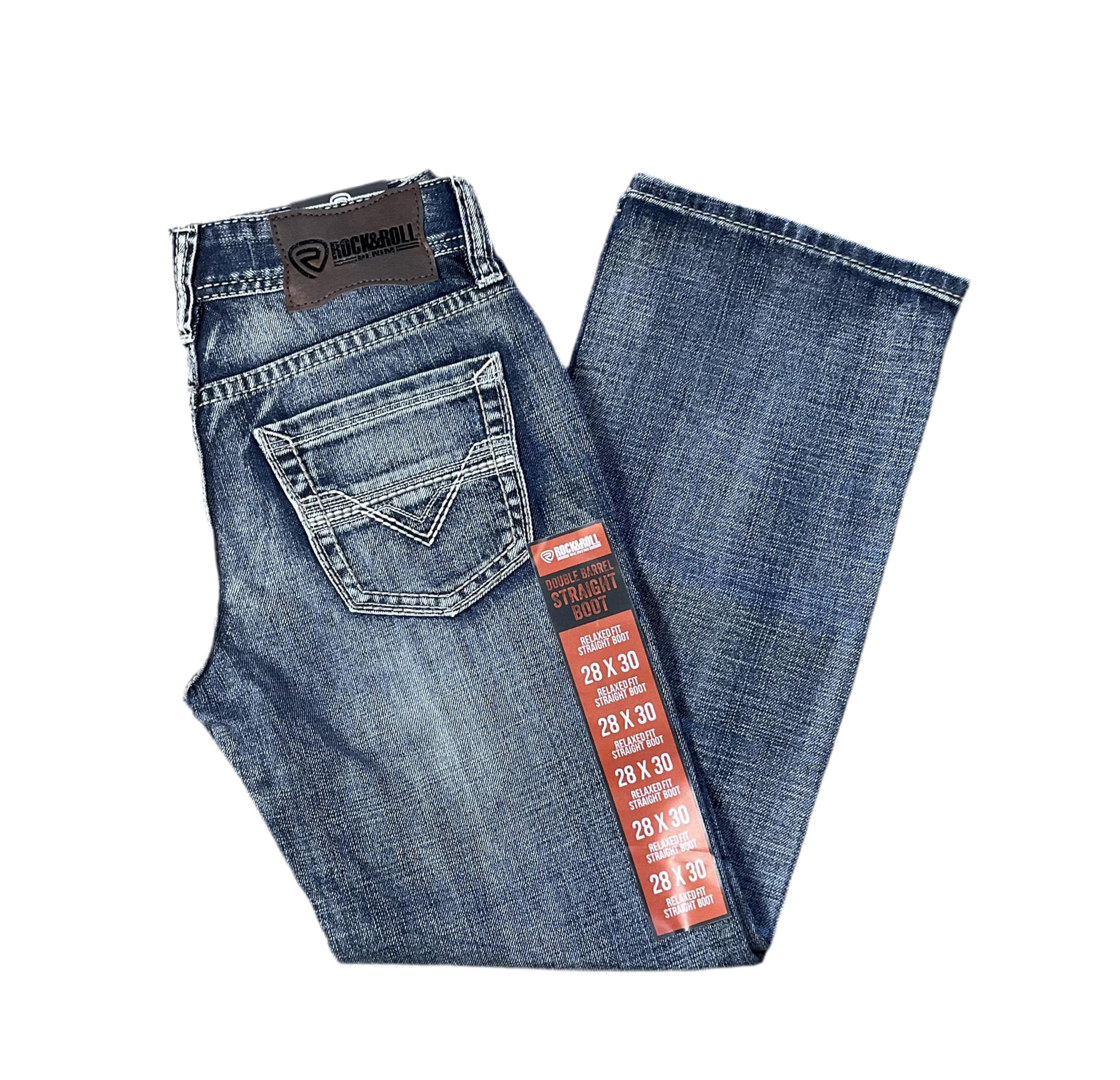 MENS ROCK & ROLL FLAT SEAM  EMB STRAIGHT   MEDIUM VINTAGE JEANS |BM0SD06120