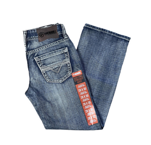 MENS ROCK & ROLL FLAT SEAM  EMB STRAIGHT   MEDIUM VINTAGE JEANS |BM0SD06120