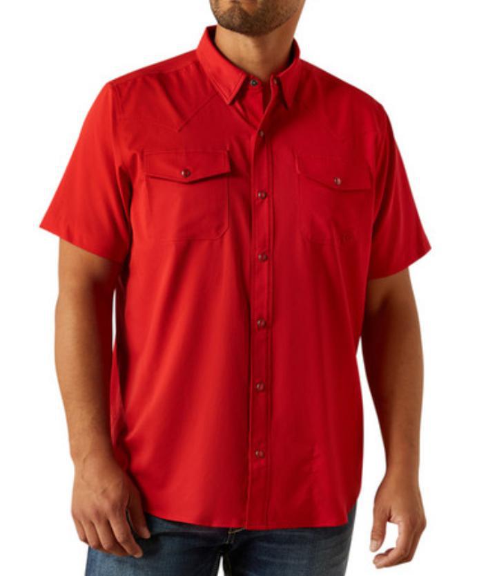 MEN’S ARIAT HAUTE RED  VENTTEK WESTERN FITTED SNAP SHIRT | 10058824