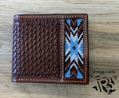 ‘’MANNY’’ mens Twisted X wallet basket weave beaded | XH-1014B