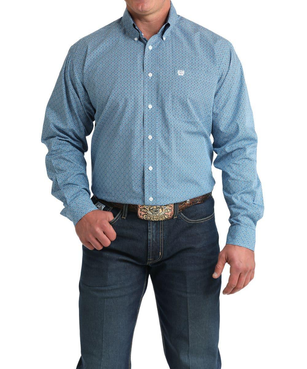 Cinch Men’s Blue Print Long Sleeve Shirt | MTW1106009