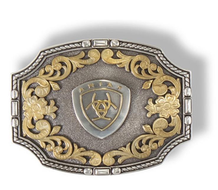 ARIAT RECTANGLE ROPE EDGE FLORAL BUCKLE | A37023