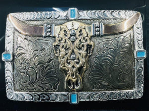CRUMRINE SQUARE LONGHORN  BUCKLE | C10018