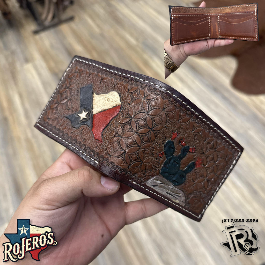 “ Joshua “ | MEN WALLET BI FOLD CARD FEATHER HAND TOOLED