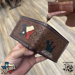 “ Joshua “ | MEN WALLET BI FOLD CARD FEATHER HAND TOOLED