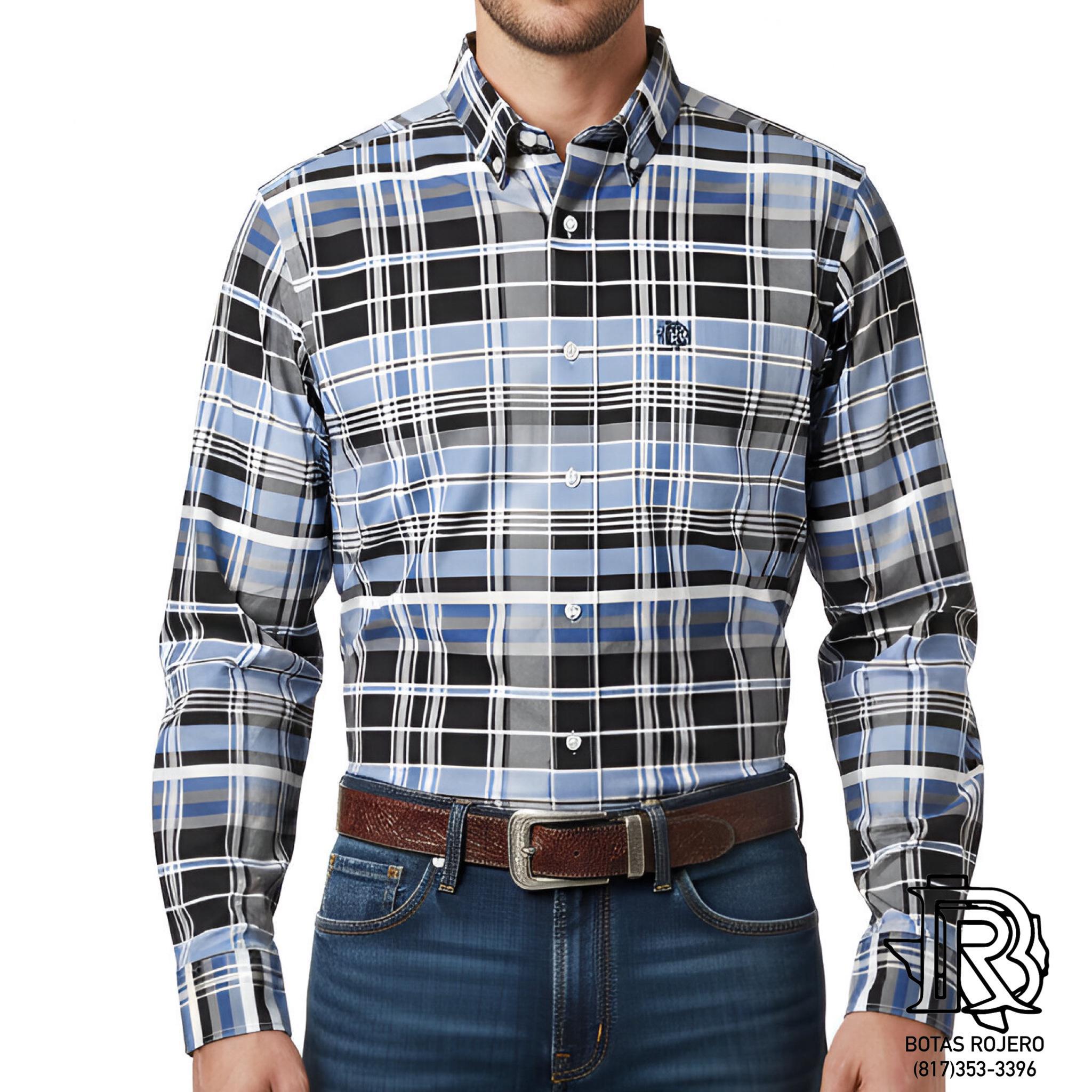 “ BLUE RIDGE PLAID “ | IRON SPUR WESTERN SHIRT  LONG SLEEVE BLUE SQUARES