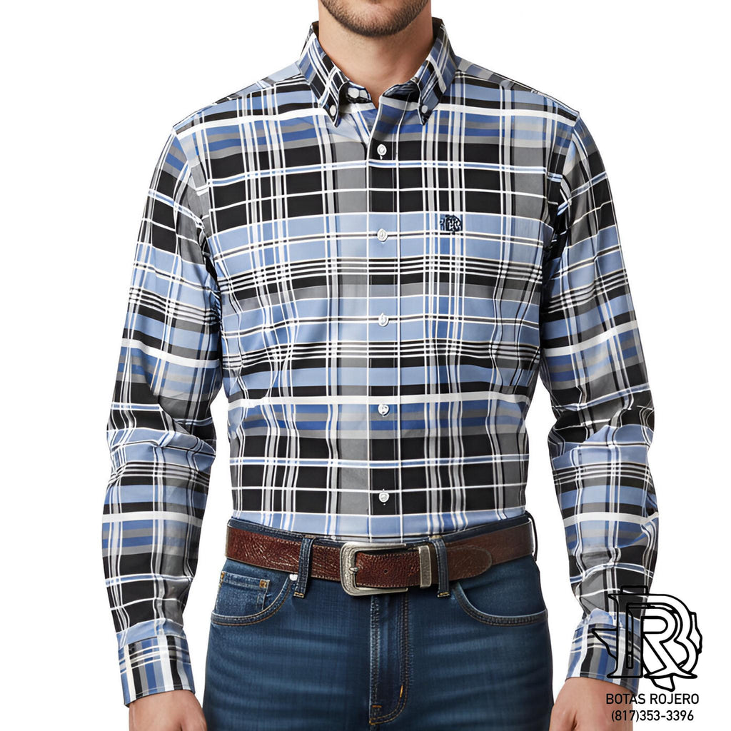 “ BLUE RIDGE PLAID “ | IRON SPUR WESTERN SHIRT  LONG SLEEVE BLUE SQUARES