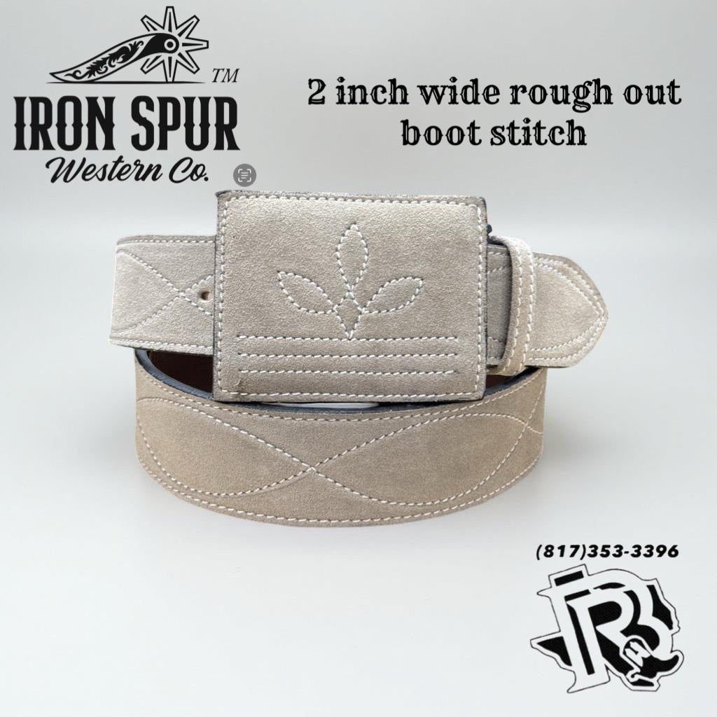 “ Diego “ | 2 INCH BOOT STITCH DESIGN ROUGH  OUT BEIGE BELT HANDMADE IRON SPUR ™️
