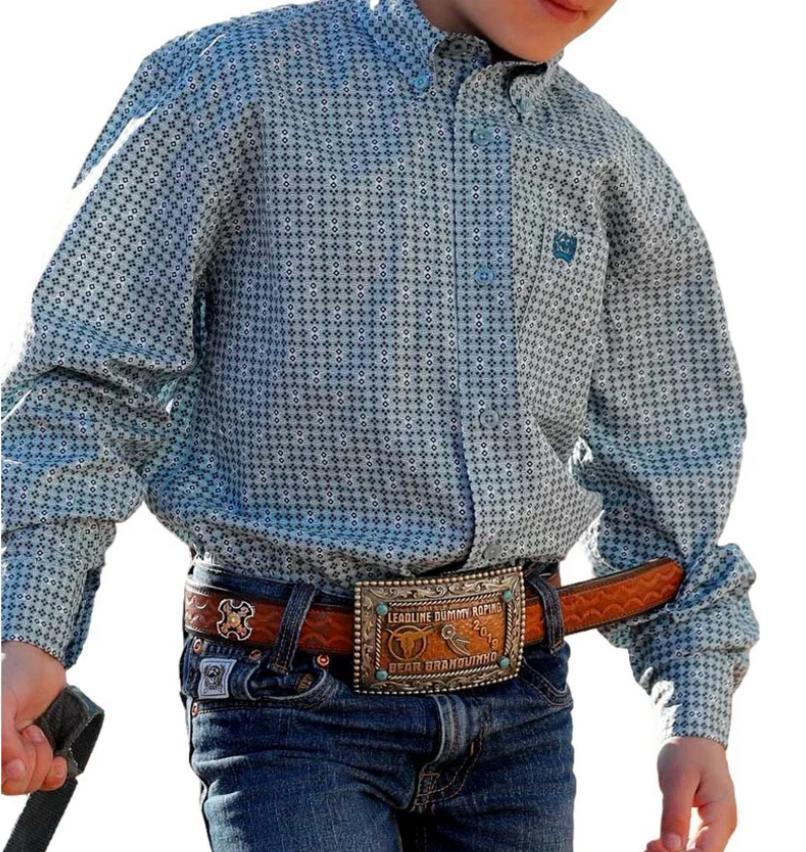 BOYS CINCH LIGHT BLUE LONG SLEEVE SHIRT |MTW7060371