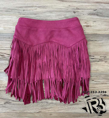 GIRLS LINA FRINGE PINK SKIRT