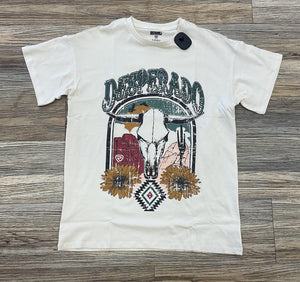 ‘’LESLY’’ ROCK & ROLL WOMENS NATURAL OVERSIZED TEE |BW21T06454