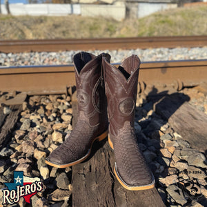 “ ALONSO “ | ORIGINAL PYTHON MATTE BROWN SQUARE TOE BOOT BY ROCK EM