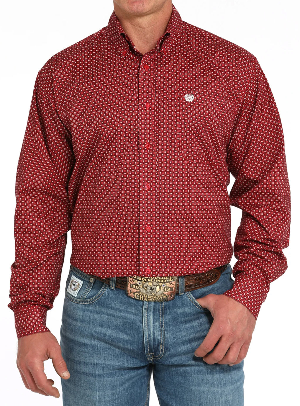 CINCH MENS LONG SLEEVE RED SHIRT | MTW1105944