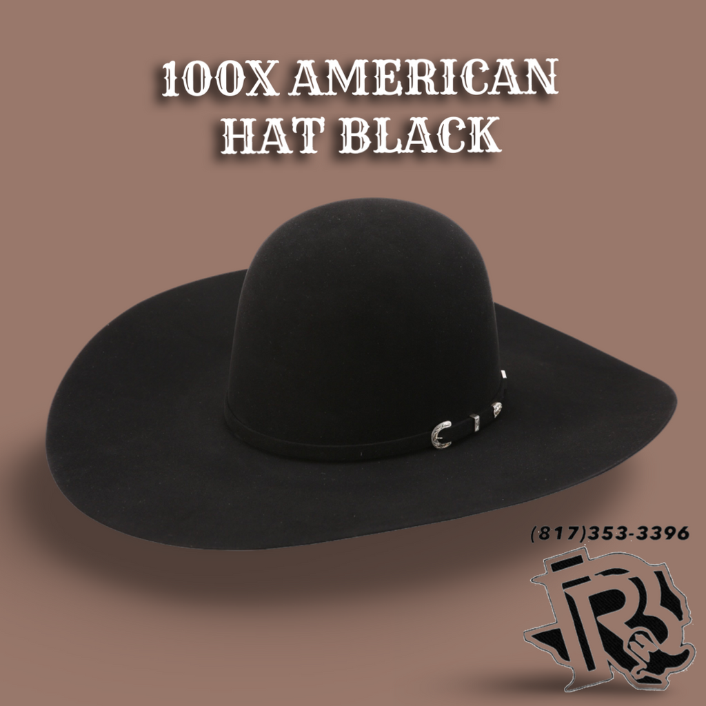 100X BLACK | AMERICAN HAT COWBOY FELT HAT