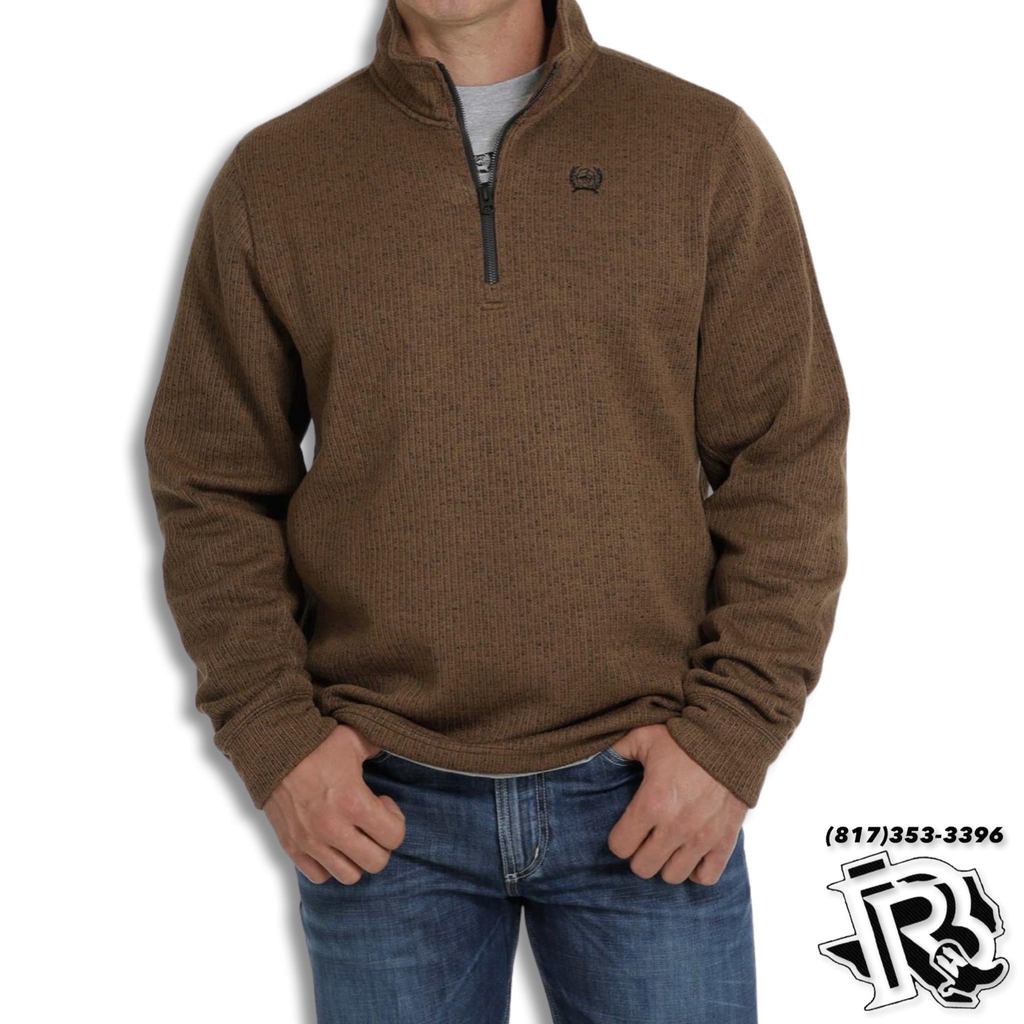 CINCH SWEATER MEN | BROWN ZIP UP MWK1080006