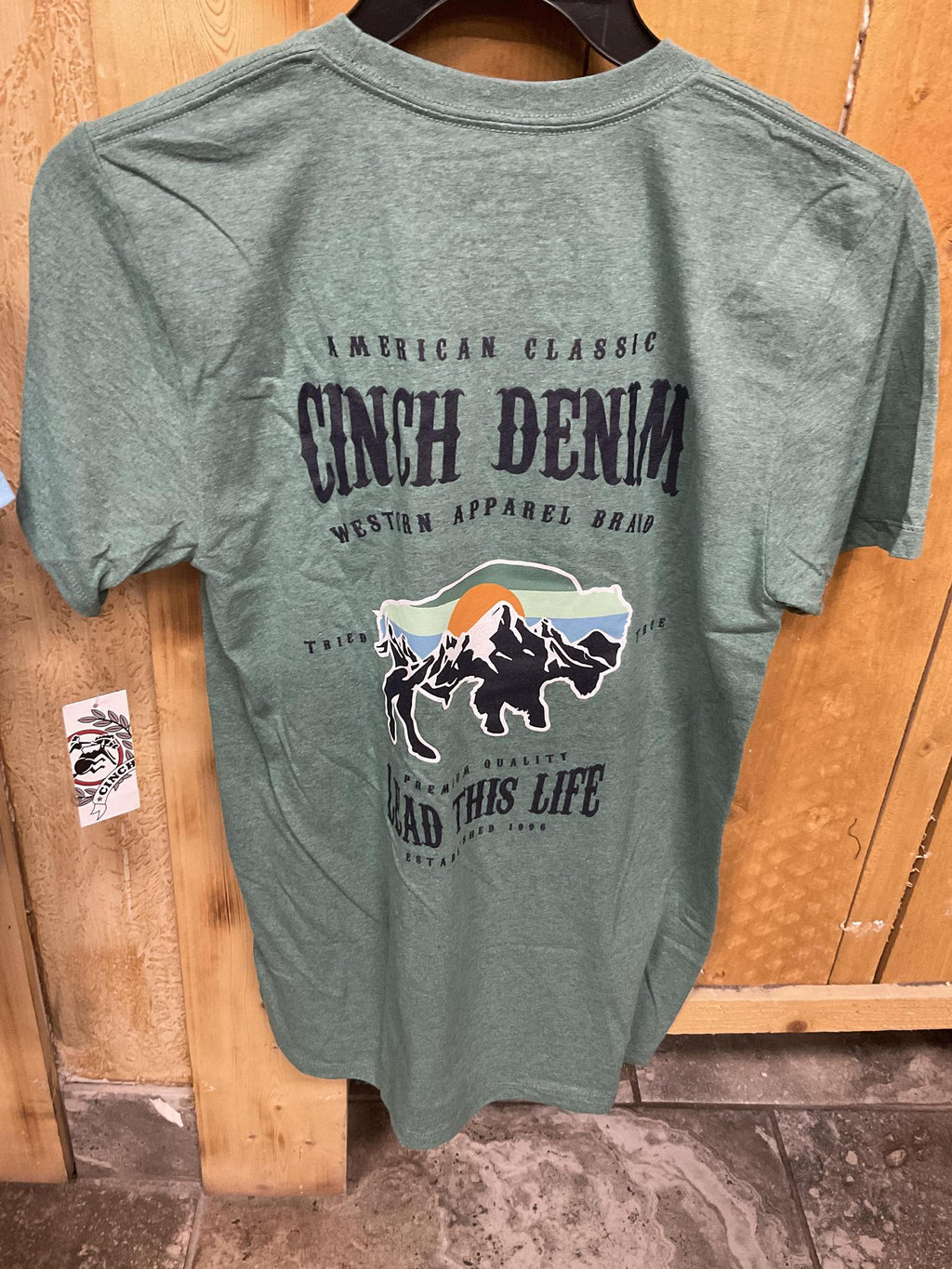 MENS CINCH  SHORT SLEEVE TEE HEATHER GREEN |MTT1690490