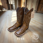 ON SALE MEN SQUARE TOE BOOTS OSTRICH PRINT SIZE 7