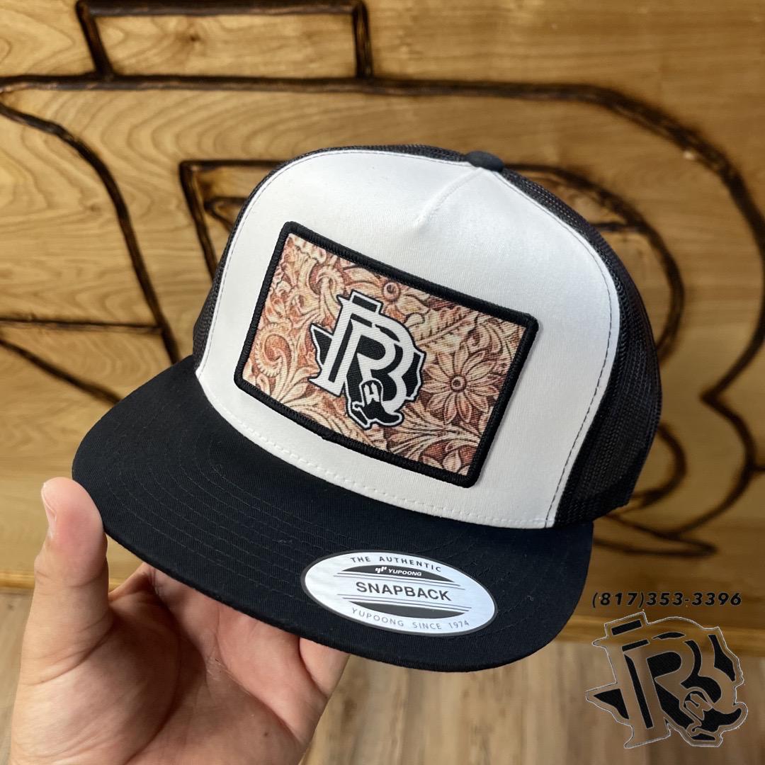 “KYLE” | BR TOOLED LEATHER PATCH CAP BLACK/WHITE/BLACK