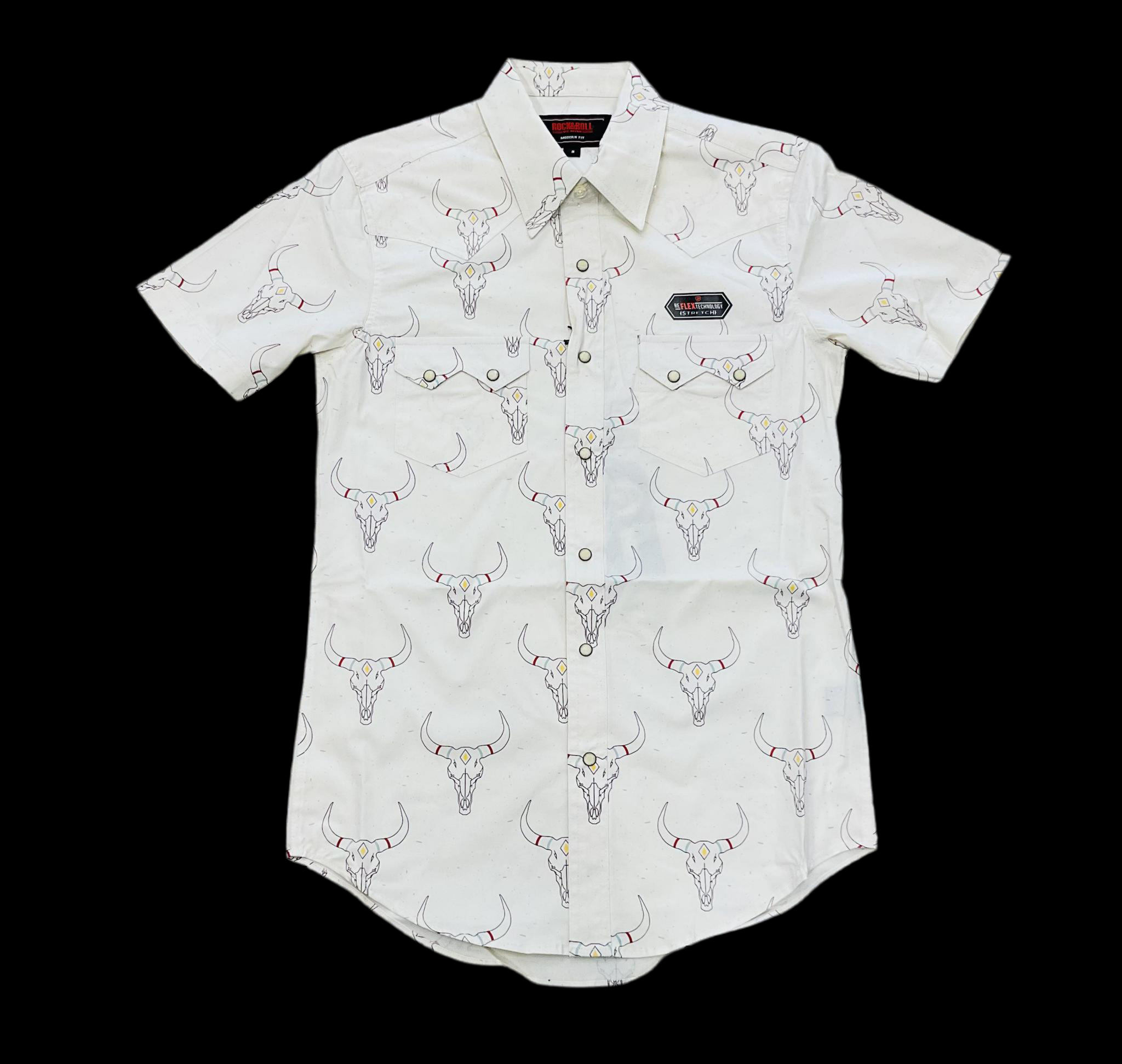 MEN’S ROCK & ROLL MODERN FIT DALE LONGHORN NATURAL SNAP SHIRT | BMN3S05845