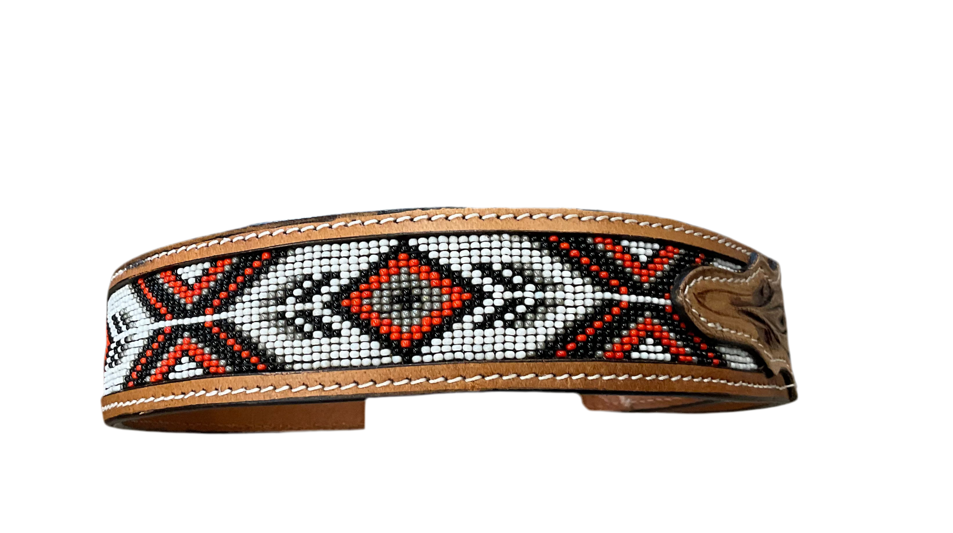 ‘’ELI’’ MENS WESTERN TOOLED LEATHER BEADED