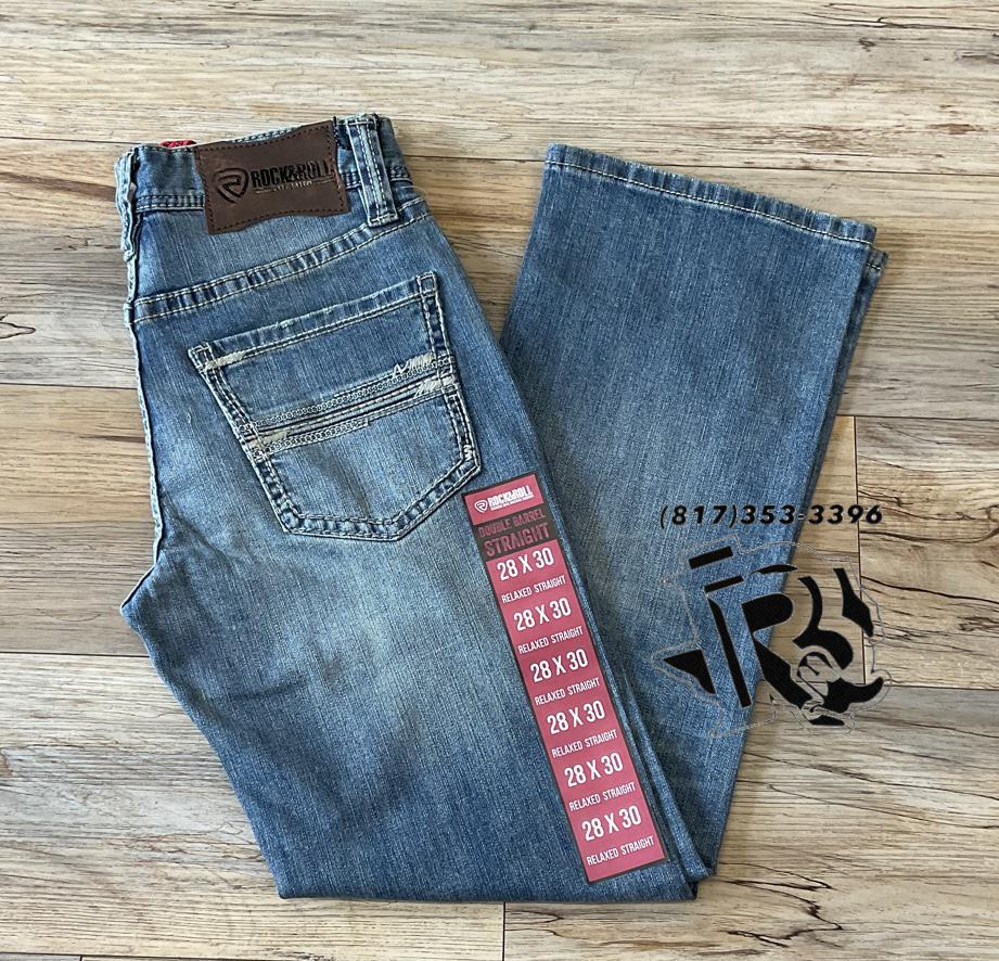 Men’s straight raised double barrel light vintage rock & roll jeans | BM0SD02501