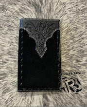 Load image into Gallery viewer, Nocona Western Wallet Mens Roughout Buck Lace Rodeo Black | N500044001