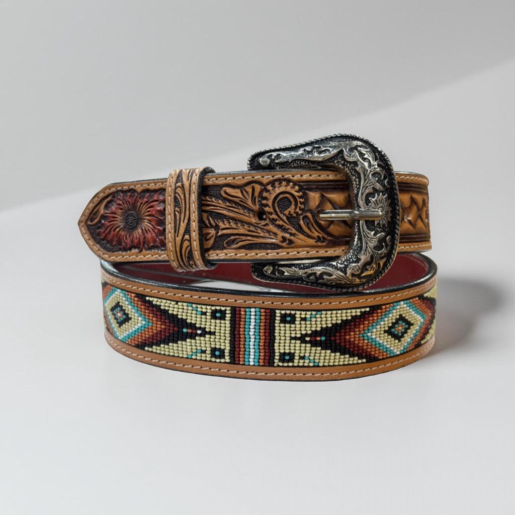 “ Ivan “ | MEN WESTERN BELT BEADED 1.5 INCH WIDE IVORY