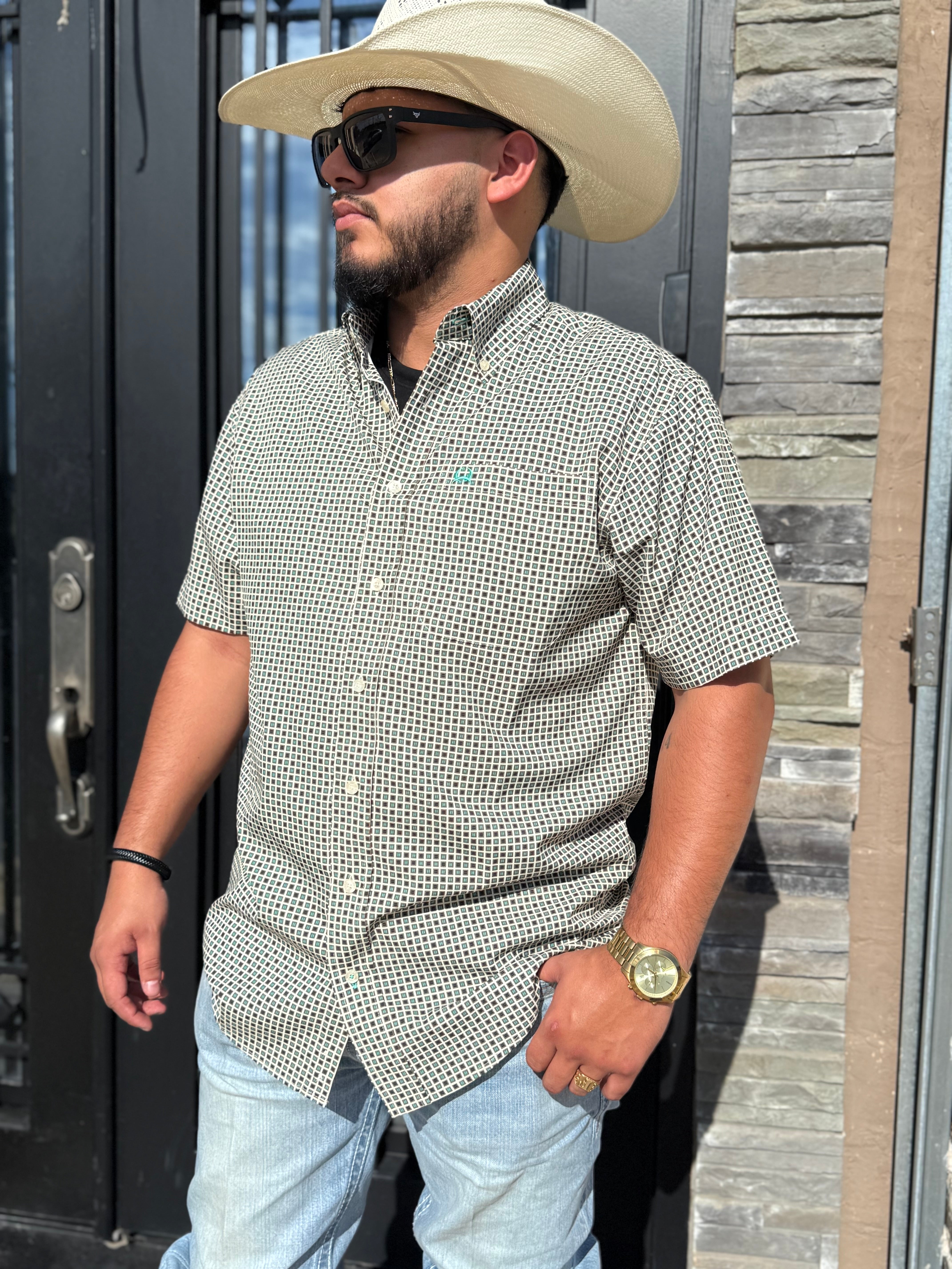 MEN’S CINCH ARENAFLEX CREAM SHORT SLEEVE SHIRT |MTW1704148