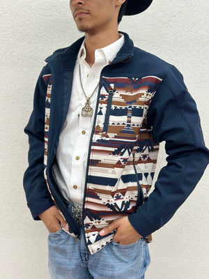 MEN'S SOUTHWESTERN PRINT BONDED JACKET - NAVY CINCH | MWJ1583001