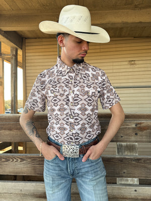 MEN’S ROCK & ROLL NATURAL TEK AZTEC PRINT SHORT SLEEVE SHIRT |BMNS05954