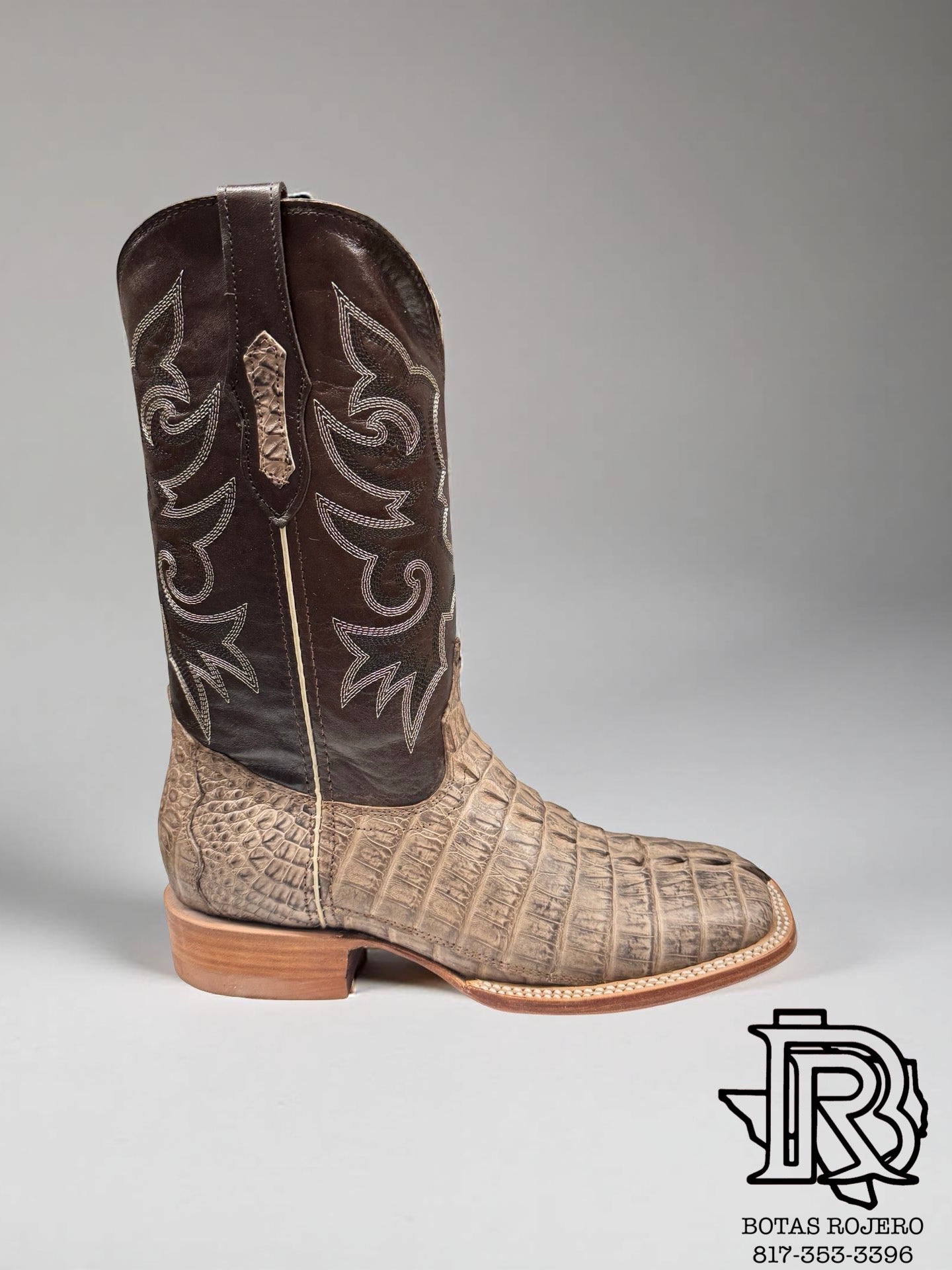 “ TAYLOR “ CAIMAN ORIGINAL LEATHER TAIL COLOR CIGAR MEN SQUARE TOE WESTERN BOOTS