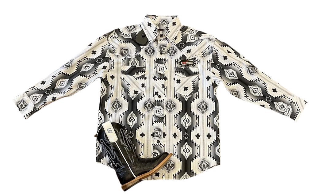 BOY'S LONG SLEEVE SNAP SHIRT ROCK & ROLL  |B8S3311