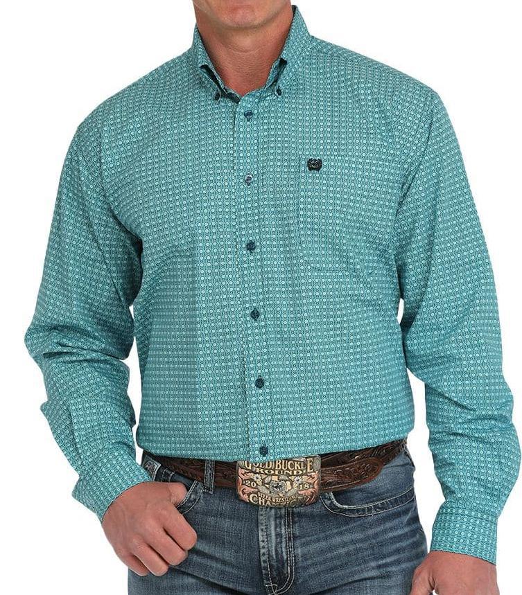 ‘’ANGEL’’ CINCH MEN’S TURQUOISE LONG SLEEVE SHIRT | MTW1105900