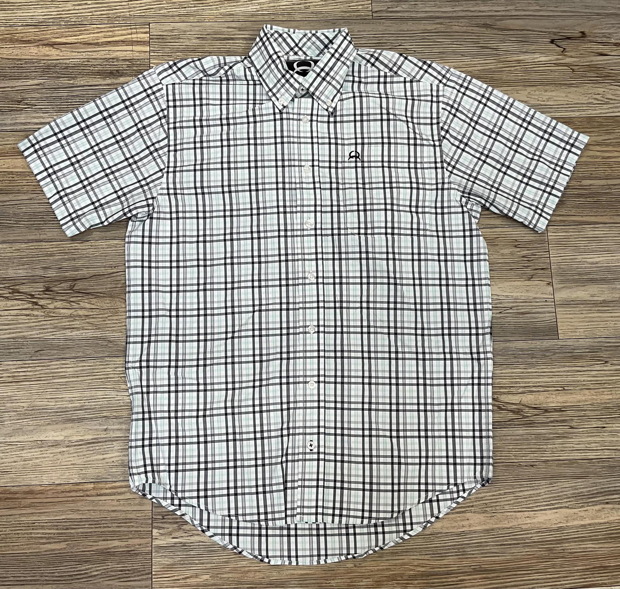 CINCH MENS SHORT SLEEVE WHITE PLAID ARENAFLEX  | MTW1704160