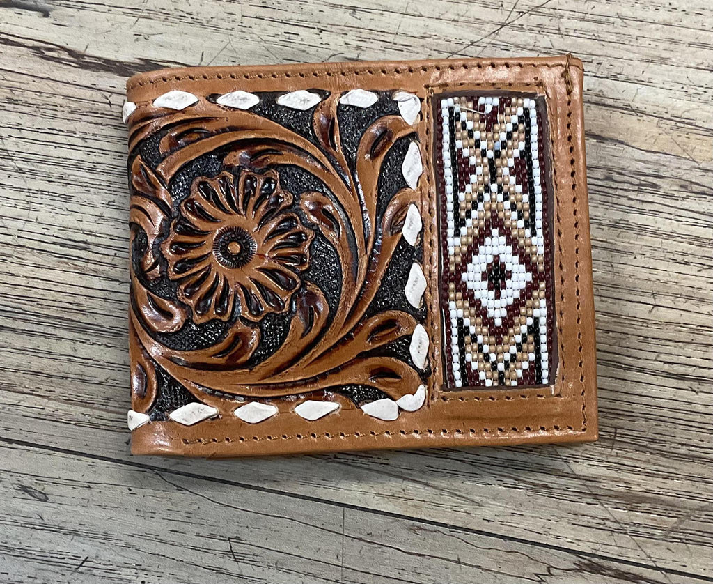 ‘’ MANNY  “ | IRON SPUR WESTERN CO. MEN BI FOLD WESTERN TOOLED LEATHER WALLET