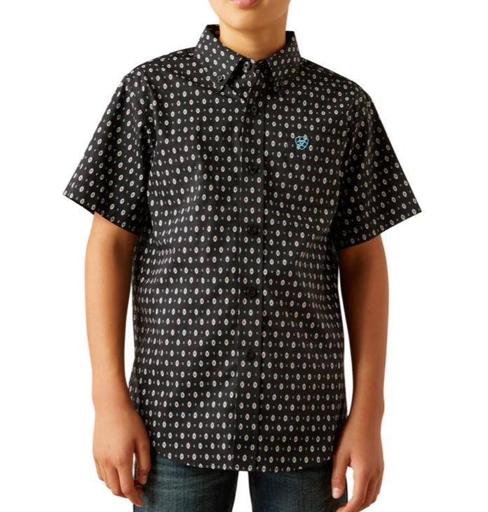 BOYS ARIAT BLACK STEELE SHORT SHIRT |10058699