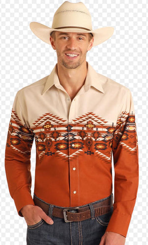 MEN’S PANHANDLE AZTEC PRINT BORDER SHIRT |SMN2S06050