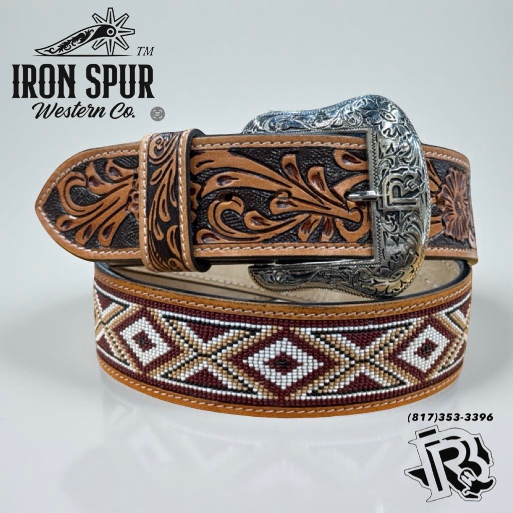 “ CLAY “ | 2 INCH WIDE BELT BEADED MAROON IRON SPUR ™️