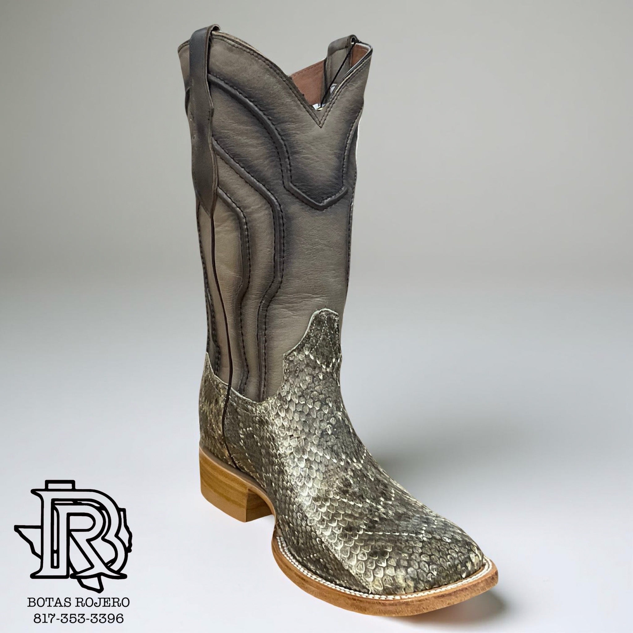 ‘’OLIVER’’ MENS RATTLESNAKE SQUARE TOE BOOTS