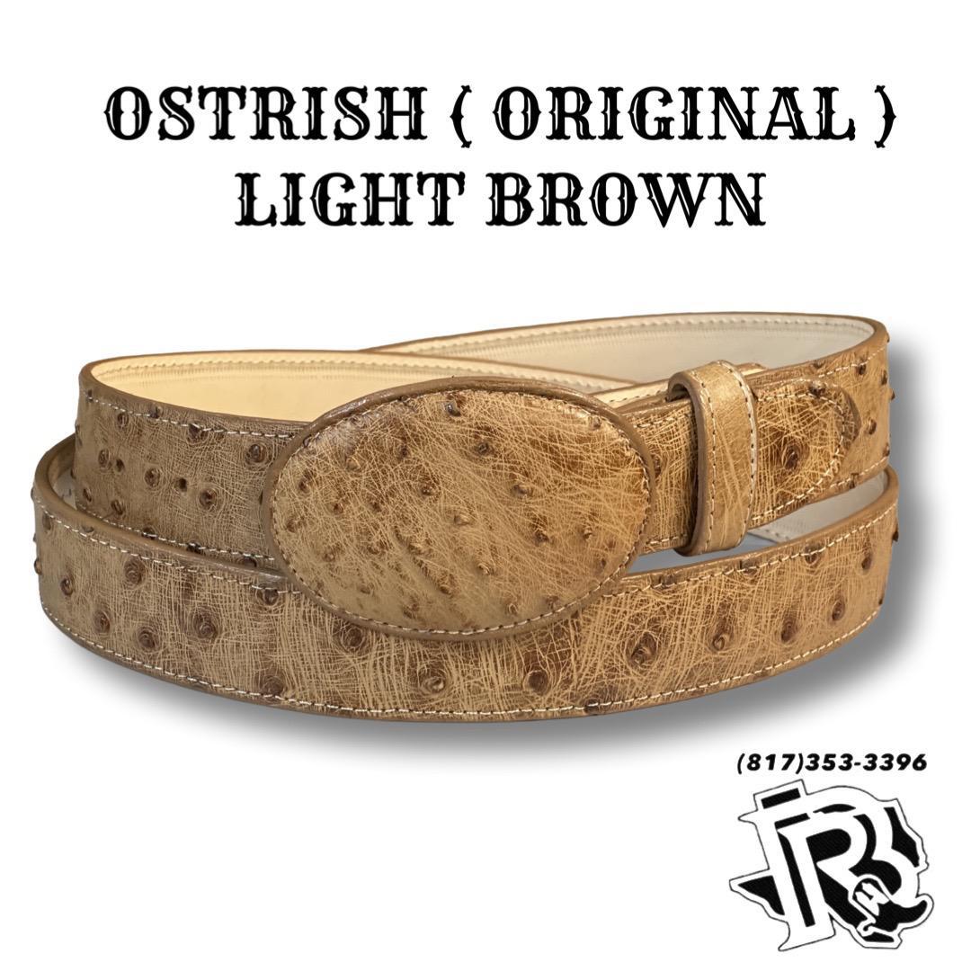 “ OSCAR “ | OSTRICH ORIGINAL BELT LIGHT BROWN ( brandy bruciato )