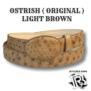 “ OSCAR “ | OSTRICH ORIGINAL BELT LIGHT BROWN ( brandy bruciato )