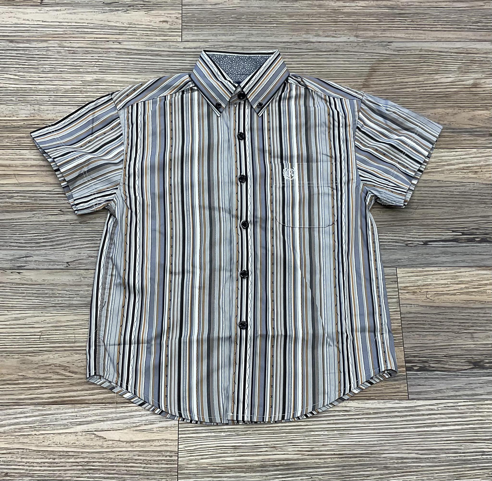 Boys Panhandle short sleeve stripe 1 pkt Grey shirt | PBB3S03781