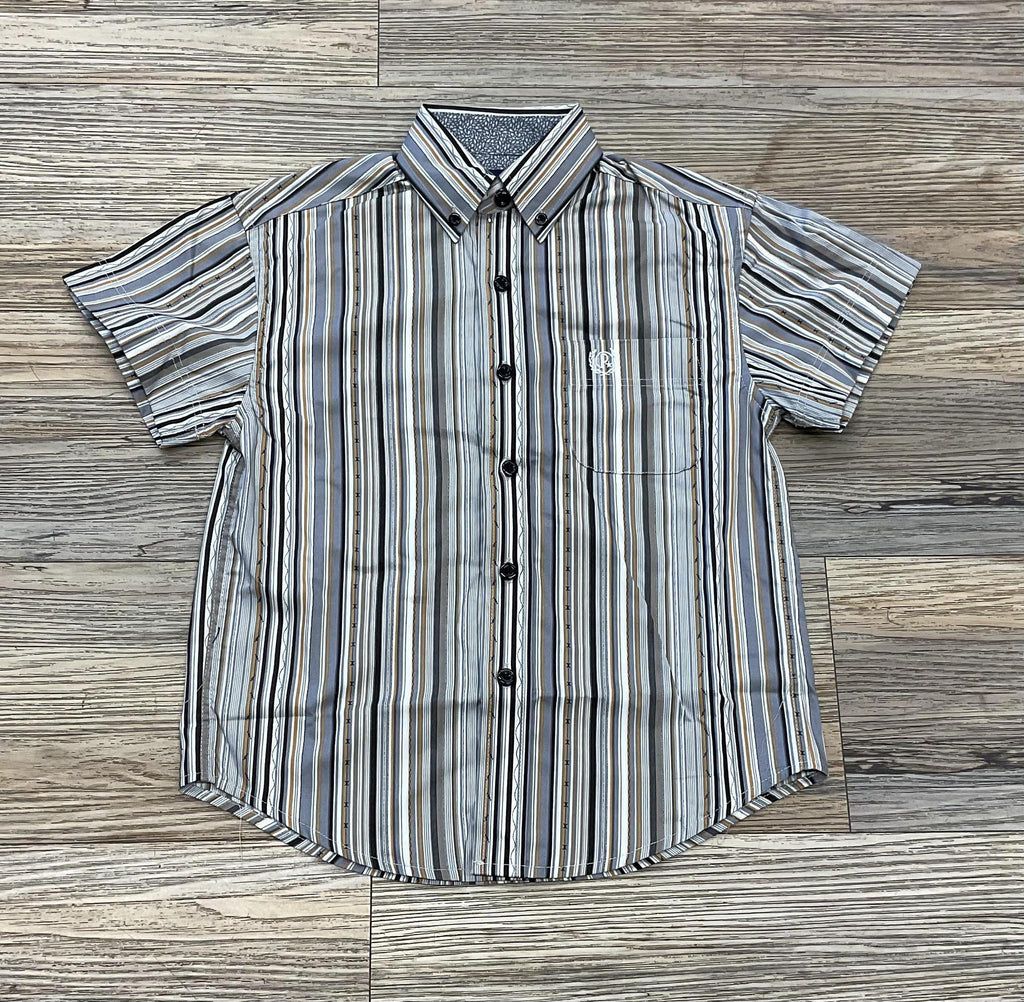 Boys Panhandle short sleeve stripe 1 pkt Grey shirt | PBB3S03781